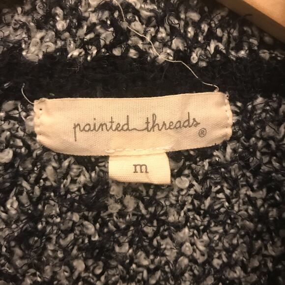 Painted Threads Open Cardigan Black Gray Medium - Picture 4 of 7